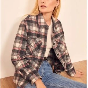 Reformation Woodside Plaid Wool Jacket Coat